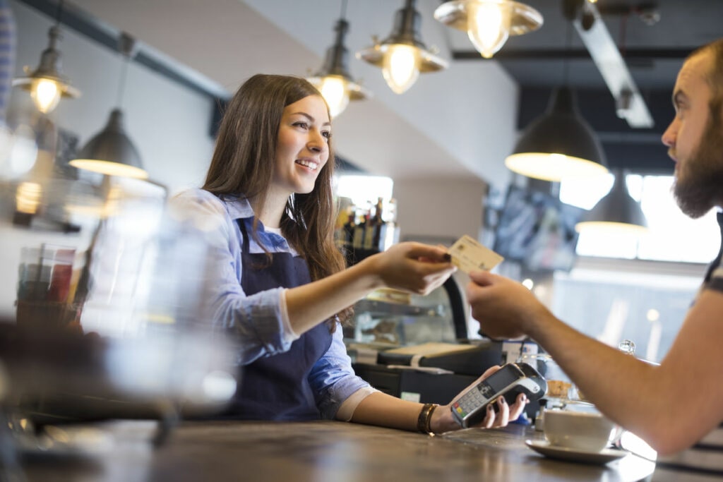 Image of coffee shop credit card payment